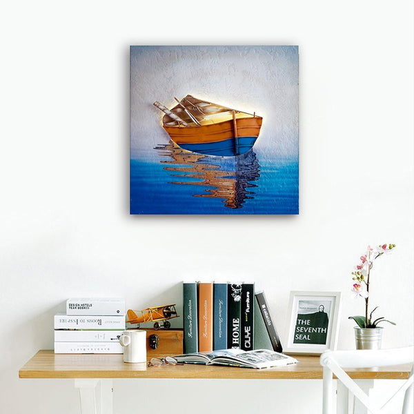 Handmade 3D Boat Painting Wall Art of Home Decorations Wall Decor (24X24 inch)