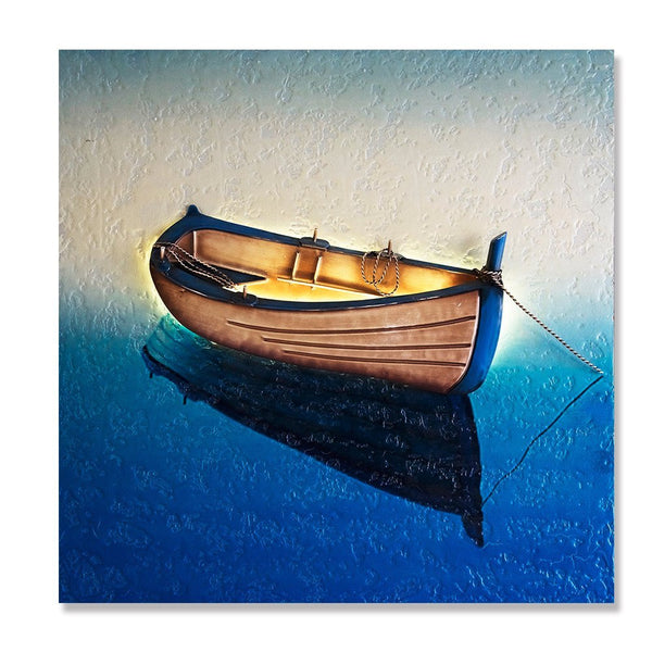 Handmade 3D Boat Painting Wall Art of Home Decorations Wall Decor (24X24 inch)