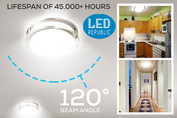 HISUN LED Dimmable LED Flush Mount Celling Light 10" 15W  1120LM 3000K