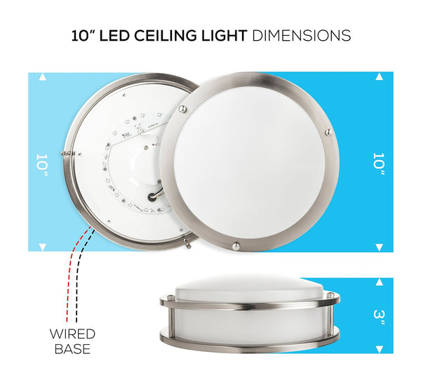 HISUN LED Dimmable LED Flush Mount Celling Light 10" 15W  1120LM 3000K