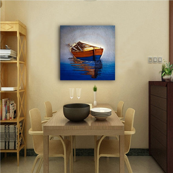Handmade 3D Boat Painting Wall Art of Home Decorations Wall Decor (24X24 inch)